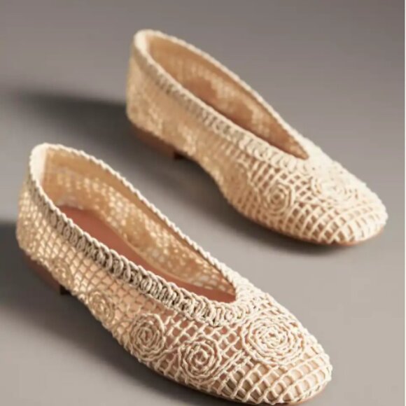 Anthropologie Shoes - Bibi Lou Macramé Ballet Flats, Ivory, 8-8.5, 39, NWT